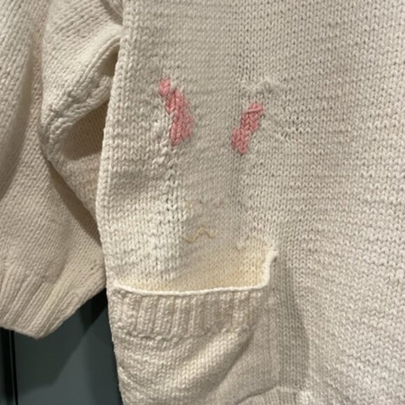 Kielo Dyson hand knit unique bunny sweater, worn once 80s/90s. L, cotton - Picture 4 of 6